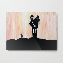 Little Red Riding Hood Enchanted House Fairy Tale Storybook Haunted house Spooky illustration Metal Print | House, Castle, Riding, Ridinghood, Storybook, Pink, Spooky, Peach, Enchanted, Book 