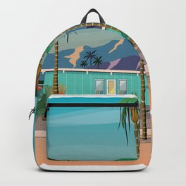 Palm Springs Vacation Home Backpack | Vector, Colorful, Summer, Vectorart, Painting, Desert, Digital, Midcentury, Illustration, Palmsprings 