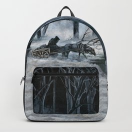 Grim Reaper with Horse in the Woods Backpack | Creepy, Forest, Skeletons, Reaper, Skulls, Trees, Grimreaper, Illustration, Acrylic, Blackhorse 