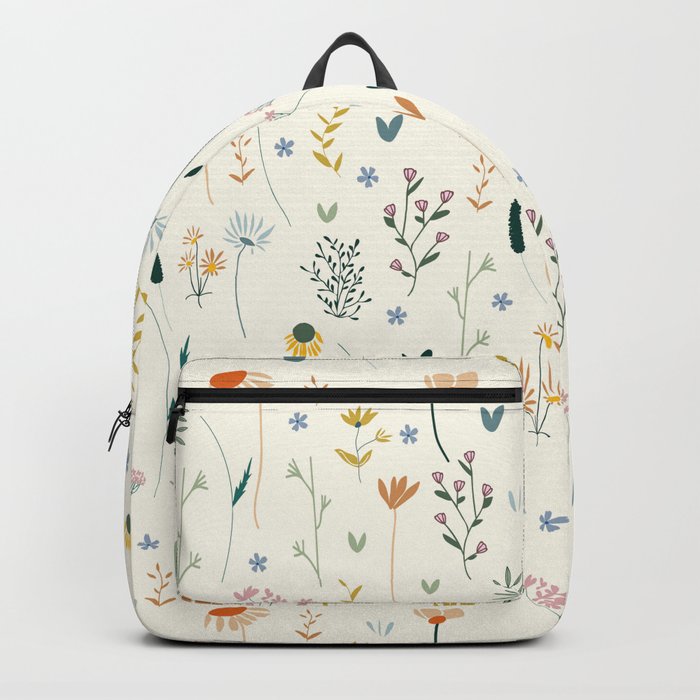 Vintage Inspired Wildflower Print Rucksack | Drawing, Digital, Floral, Blumen, Botanisch, Botany, Feminine, Girly, Vibrant, Indie