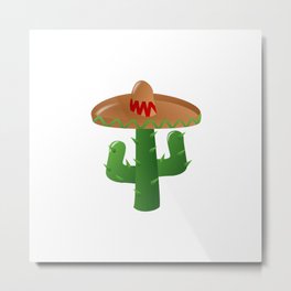 Cactus With Sombrero Metal Print | Celebration, Sombrero, Border, Hat, Hispanic, Attire, Latin, Spanish, Party, Graphicdesign 