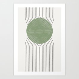 Green Moon Shape Art Print | Natural, Fresh, Pattern, Digital, Mint, Midcentury, Form, Mid Century, Rainbow, Graphicdesign 