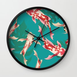 Mysterious coi Wall Clock | Acvarium, Greenpattern, Graphicdesign, Bestseller, Coifish, Watertank, Pop Art, Marinelife, Colorfulfish, Beautifuldesign 