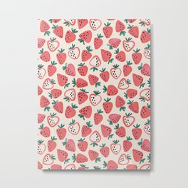 Strawberry Love Metal Print | Red, Pattern, Nice, Juice, Watercolor, Drink, Curated, Patterned, Color, Cute 
