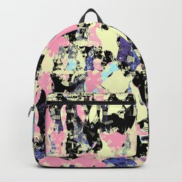 Downtown Backpack | Pinkyellowblack, Painting, Downtown, Textured, Contemporary, Urbancore, Modern, Urban, Busy, Popart 