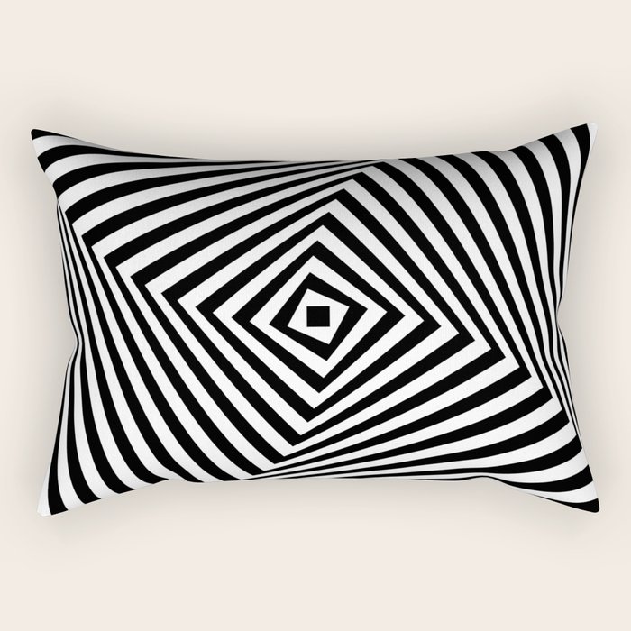 Op art rotating square in black and white Rectangular Pillow by Elfina