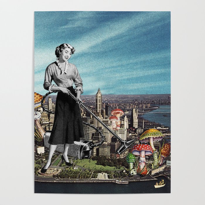 Spore Collector Poster | Collage, Digital, Paper, Pop-art, Vintage, New-york, Nyc, Manhattan, Vacuum, Mushroom