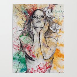 The Withering Spring I | nude tattoo woman portrait Poster