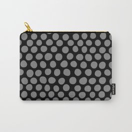 Gray Polka Dots on Black Pattern Carry-All Pouch
