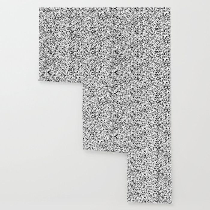 Black And White Dalmatian Pattern Dots Terrazzo Print Wallpaper By