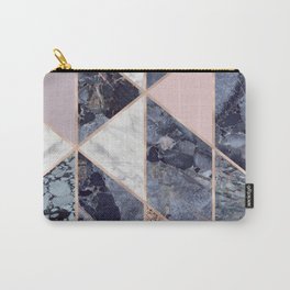 Marble Triangle Pattern Modern Damask Veined Marble Indio Blue Orange Carry-All Pouch | Baroque, Marbel, Nordicblock, Indigoblue, Granite, Palepastel, Graphicdesign, Navyblue, Beigeblueorange, Triangle 