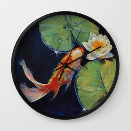 Koi and White Lily Wall Clock | Koifish, Zen, Waterlilies, Pond, Meditate, Waterlily, Koi, Coi, Nature, Japanese 