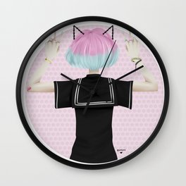 Peace out Wall Clock | Digitalart, Drawing, Kawaiigirl, Japaneseuniform, Harajuku, Kawaii, Illustration, Digital 