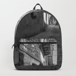 Caltabellotta Sicily Backpack | Photo, Black And White, Italy, Architecture, Sicilian, Caltabellotta, Abandoned, Nobody, Alleyway, Village 