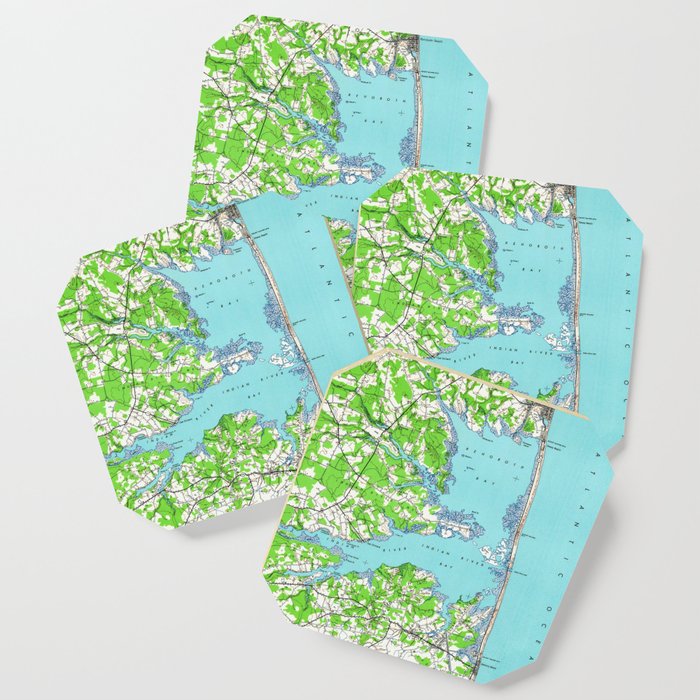 Vintage Rehoboth Bethany Beach De Map 1938 Coaster By