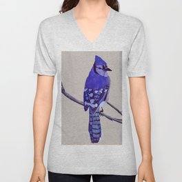 Blue Jay Bird V Neck T Shirt