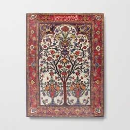 Bakhtiari Khan Central Persian Carpet Print Metal Print | Boho, Colorful, Nature, Art, Rug, Khan, Oriental, Tribal, Floral, Retro 
