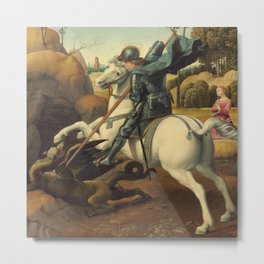 Saint George and the Dragon Oil Painting By Raphael Metal Print | Dragon, 14831520, Saint, Raphael, Painting, 15Thcenturyart, Italianpainting, Dragonpainting, Italianart, George 