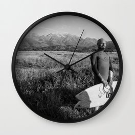 surfer in kaikoura with mountains in background black and white Wall Clock | Blackandwhite, Exploring, Aboutpassion, Photo, Amazing, Drone, Landscape, Ocean, Outdoor, Kaikoura 