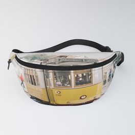 Yellow Tram in Lisbon | Portugal Streetcar Travel Photography | Europe Trolley Fanny Pack