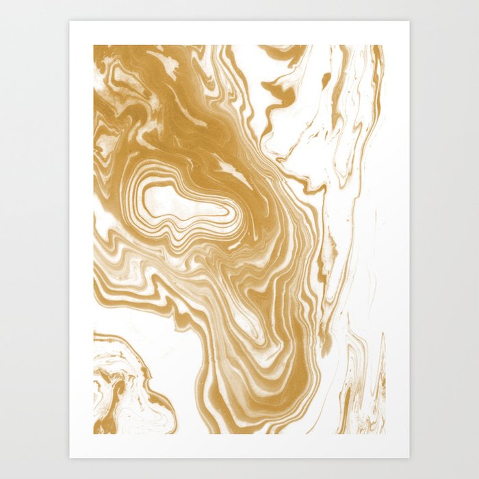 Marble Gold Pattern Suminagashi Spilled Ink Japanese Watercolor