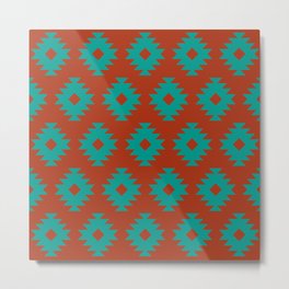 Southwestern Pattern 136 Red and Turquoise Metal Print | Nativeamerican, Geometric, Bison, Mexican, Southwest, Yellowstone, American, Southwestern, Pattern, Buffalo 