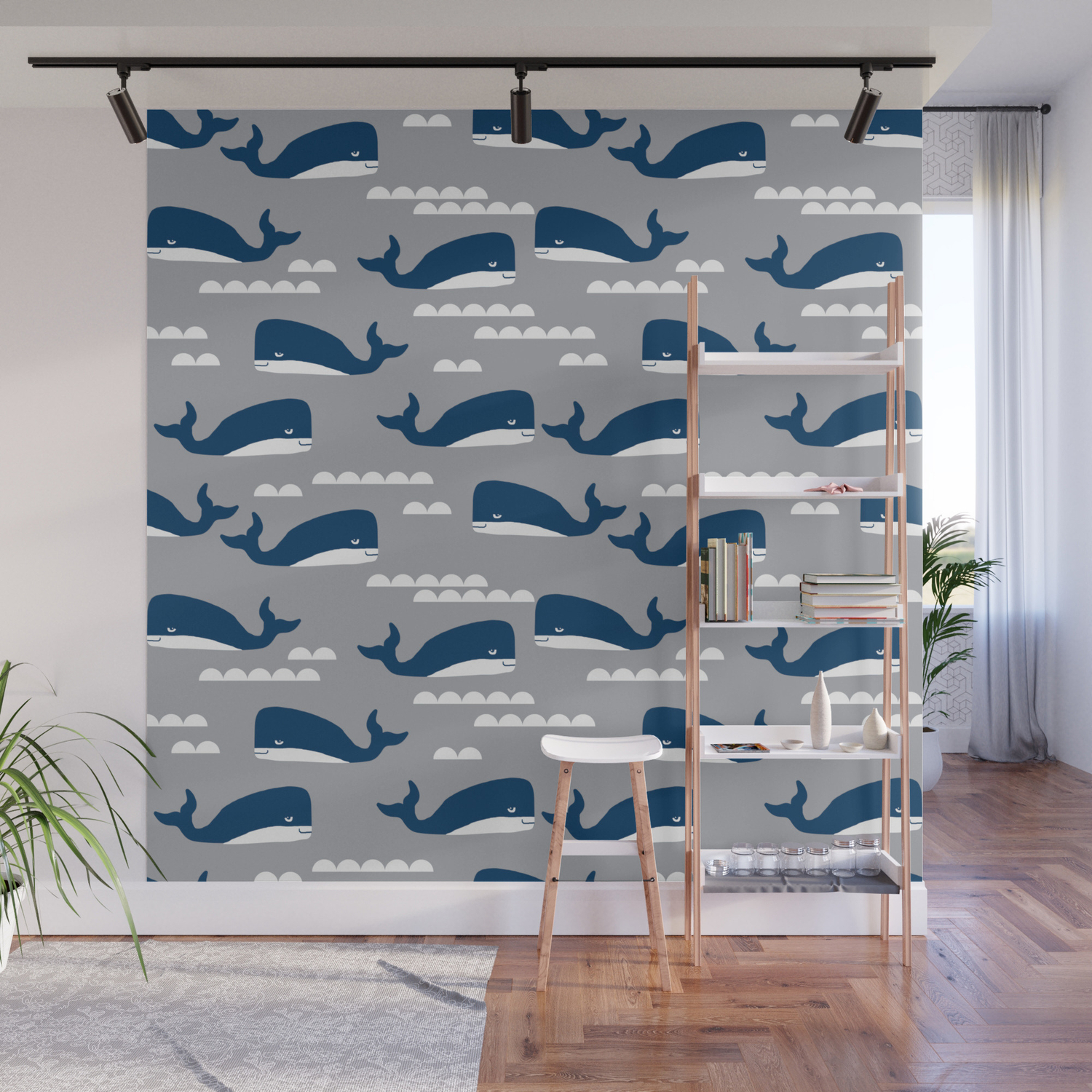 Wallpaper Whales Nautical Ocean Theme Grey Kids Room Nursery Boys Or Girls Decor Wall Mural By Charlottewinter Society6 Desktop Wallpaper Free