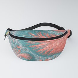 Abstract Coral Reef Living Coral Pastel Teal Blue Texture Spiral Swirl Pattern Fractal Fine Art Fanny Pack