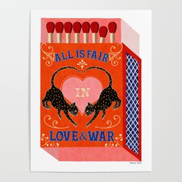 All is Fair in Love & War Vintage Matchbox Rusty Orange Palette with Leopard Poster
