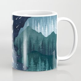 River & Sky Coffee Mug | Moonlight, Painting, Luna, Mountain, Magical, River, Starshower, Pinetree, Nightsky, Midnight 