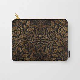 Acorns and oak leaves design (1880) by William Morris Gold On Black Carry-All Pouch | Antique, Pattern, Forest, Cottagecore, Victorian, Bohemian, Homedecor, Vintage, Painting, Luxury 