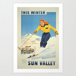 Vintage Travel Poster- This Winter Sun Valley, Idaho - Vintage Travel Sports Poster Art Print