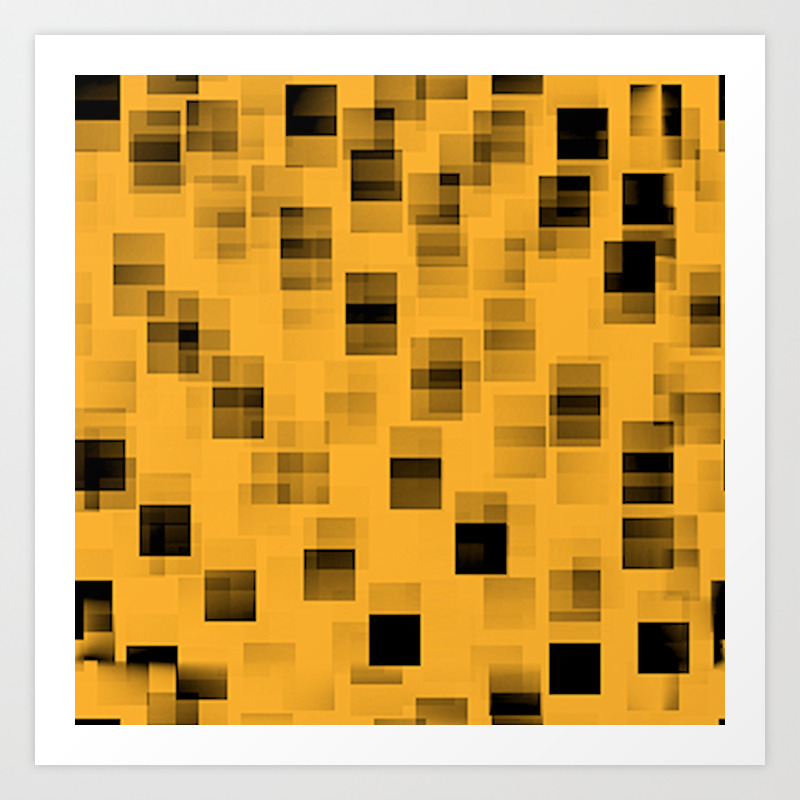 Yellow And Black Squares Abstract Art Art Print By
