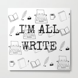 Really, I'm Fine Metal Print | Doodle, Typography, Coffee, Writer, Pattern, Funny, Drawing, Englishmajor, Allwrite, Ink Pen 