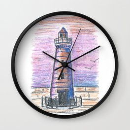 Lighthouse at sunset Wall Clock | Pastel, Codown, Donaghadee, Oil, Lighthouse, Harbour, Loosestyle, Drawing, Simple, Oilpastel 