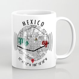 Monterrey, MEXICO Road Map Art - Earth Tones Coffee Mug | Mapofmonterrey, Mexico, Monterreytourist, Earthtones, Minimalistdesign, Typography, Graphicdesign, Metropolismap, Southamerica, Modern 