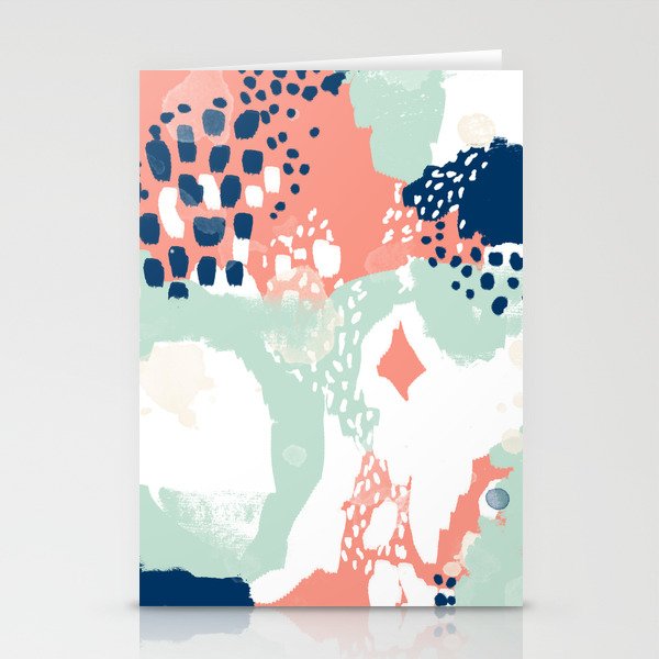 Kayl Abstract Painting Minimal Coral Mint Navy Color Palette