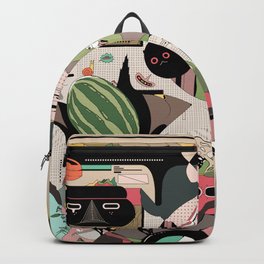 Watermelon Squirrel Backpack | Abstract, Watermelon, Squirrel, Curated, Weird, Drawing, Mountain, Digital, Geometric, Flat 