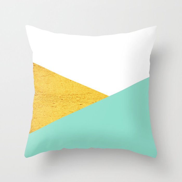Aqua-blue gold Throw Pillow by ARTbyJWP  | Society6
