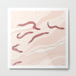 Freshwater Metal Print | Digitalpainting, Illustration, Digital, Eels, Nature, Warm, Ocean, River, Red, Swimming 