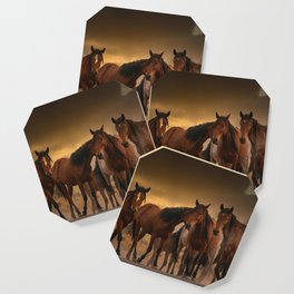 Wild Horses 0770 - Smoky Sunset Backdrop Coaster