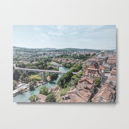 The Aare River and Old City Bern, Switzerland Metal Print | Historical, Oldcity, Landmark, Landscape, City, River, Street, Vintage, Oldtown, Aareriver 