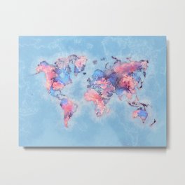 world map 110 #worldmap #world #map Metal Print | Graphicdesign, Travel, Map, Blue, Worldmap, Mapoftheworld, Wanderlust, Typography, Mapart, Cartography 