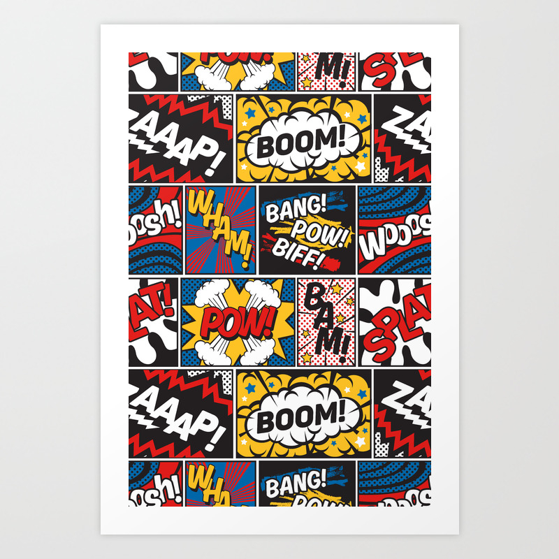 Modern Comic Book Superhero Pattern Color Colour Cartoon Lichtenstein Pop  Art Art Print by Season of Victory | Society6