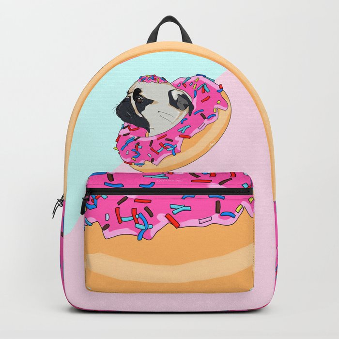 Pug Donut Strawberry Profile Backpack by L O S T A N A W | Society6