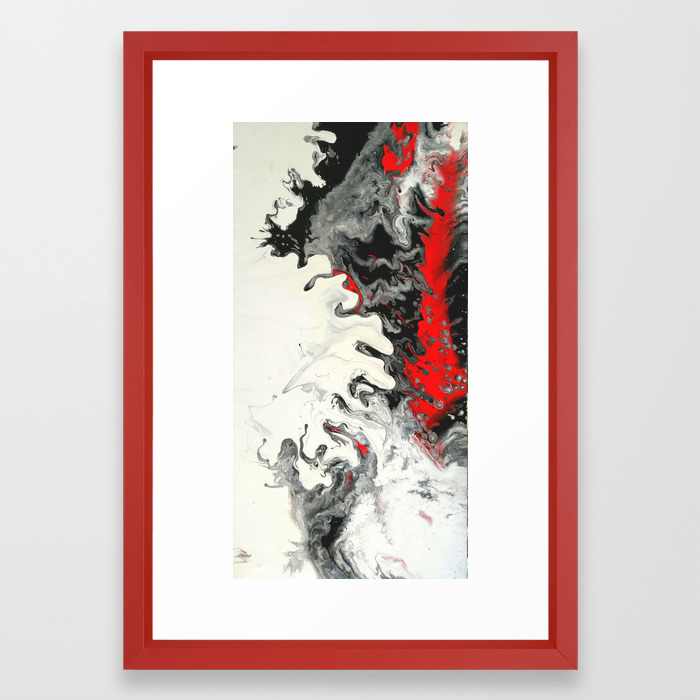 Black Red White Fluid Marble Painting Abstract Art Framed Art