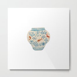 Goldfish Ginger Jar  Metal Print | Painting, Jar, Blue, China, Acrylic, Pond, Chinese, Orange, White, Dynasty 