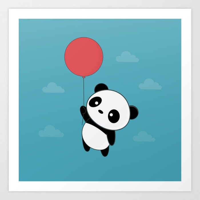 Kawaii Cute Panda Flying Art Print by wordsberry | Society6