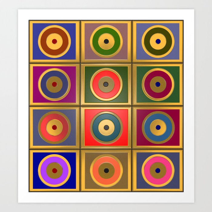 Rectangles & Circles #3 Art Print | Graphic-design, Digital, Pop-art, Illustration, Abstract, Graphic-design, Pattern, Pop-art