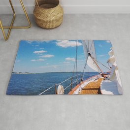 Sweet Sailing - Sailboat on the Chesapeake Bay in Annapolis, Maryland Rug | Waves, Clouds, Seascape, Maryland, Landscape, River, Sailing, Cheasapeakebay, Annapolis, Mast 